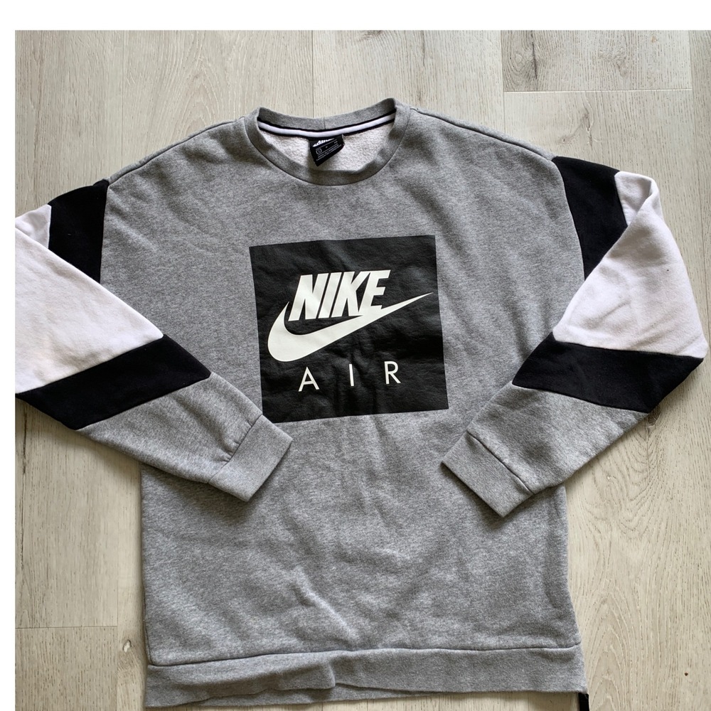 Nike Air Crewneck Sweatshirt Mens Small Grey Colorblock Fleece Pullover Logo